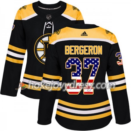 Dámské Hokejový Dres Boston Bruins Patrice Bergeron 37 2017-2018 USA Flag Fashion Černá Adidas Authentic